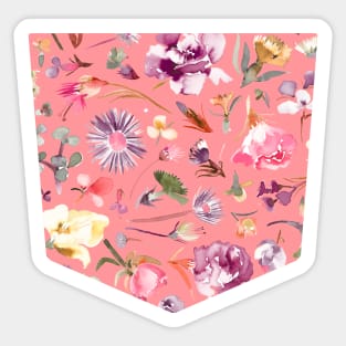 Pocket - FLOWER BUDS CORAL PINK Sticker